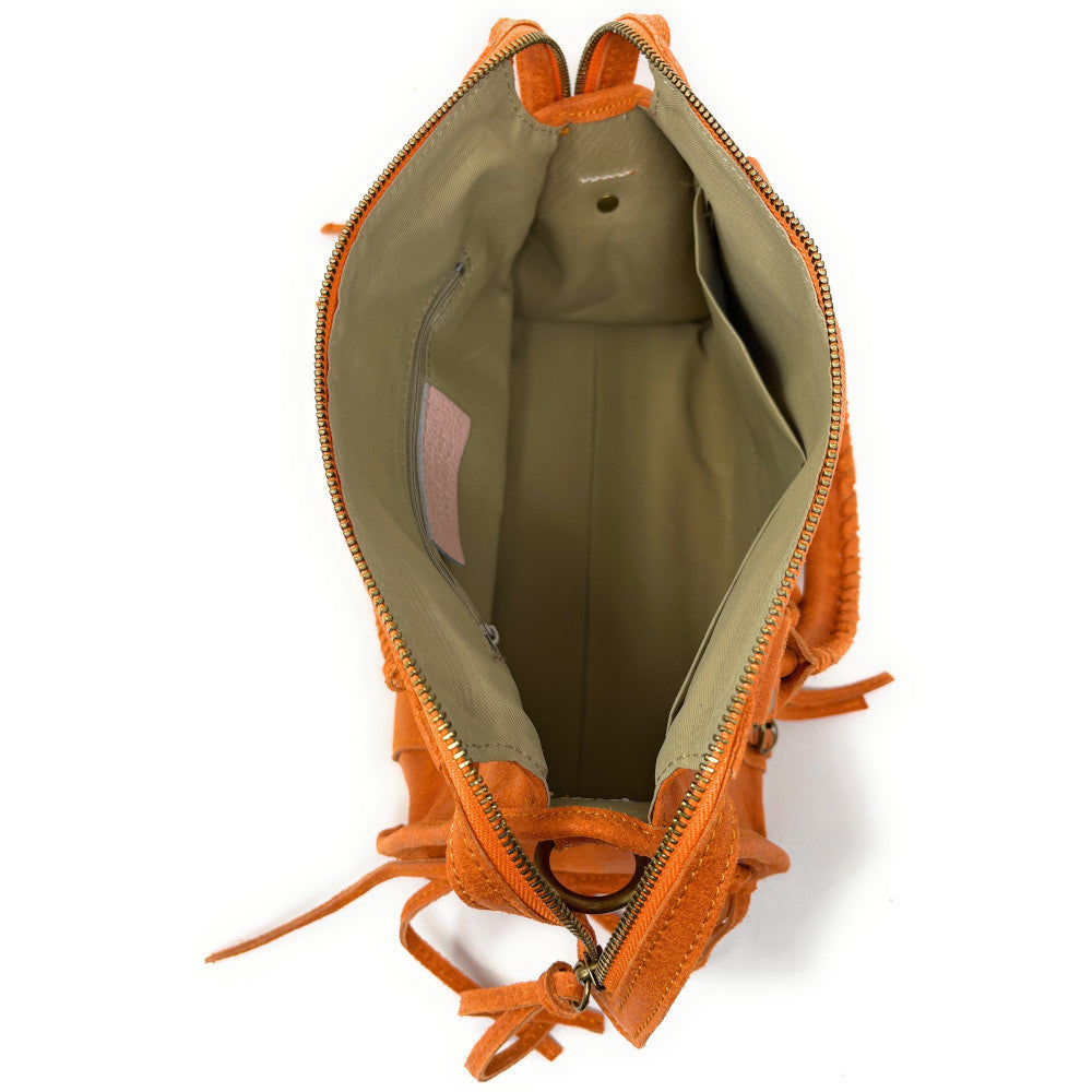 Sac à main en cuir brossé SANDSTORM (petit modèle) Orange patiné