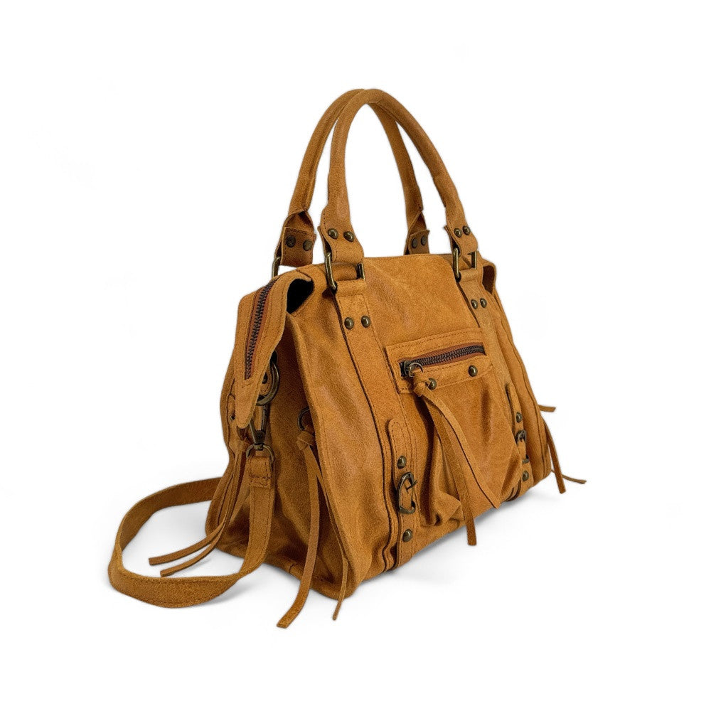 Sac à main en cuir brossé SANDSTORM (petit modèle) Camel