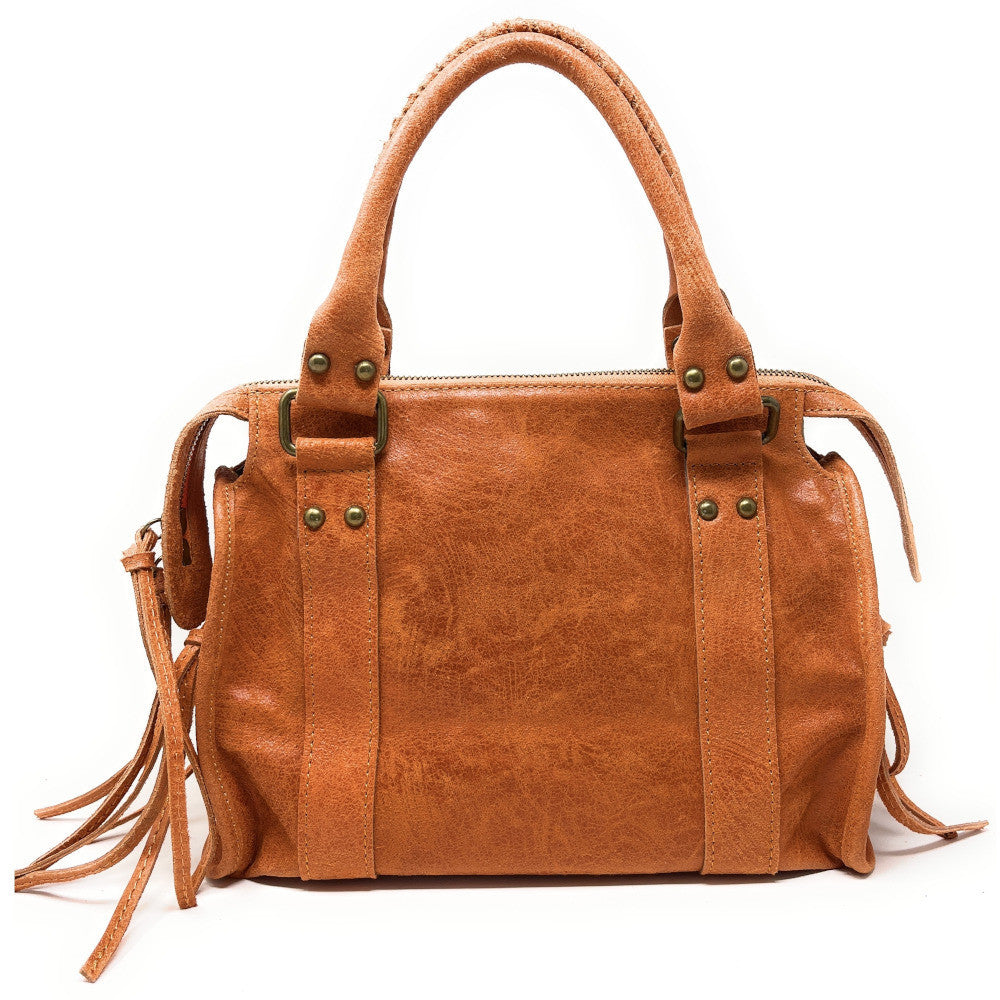 Sac à main en cuir brossé SANDSTORM (petit modèle) Orange patiné