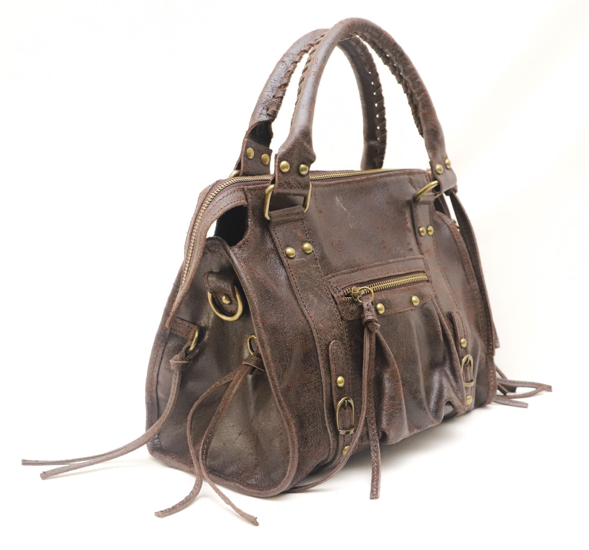 Sac à main en cuir brossé SANDSTORM (petit modèle) Chocolat