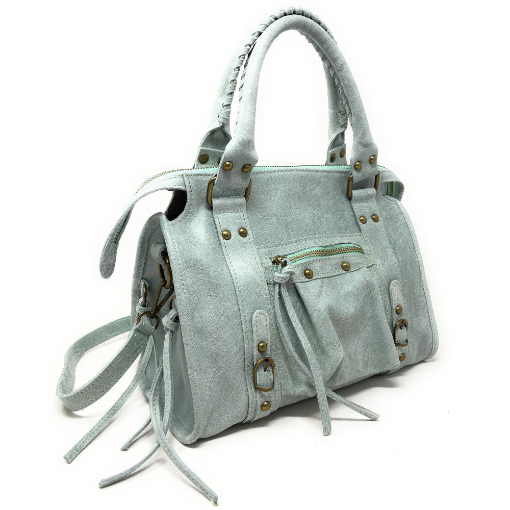 Sac à main en cuir brossé SANDSTORM (petit modèle) Vert pastel