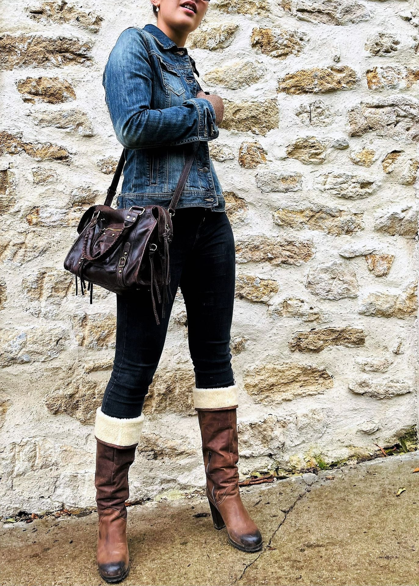 Sac à main en cuir brossé SANDSTORM (petit modèle) Chocolat