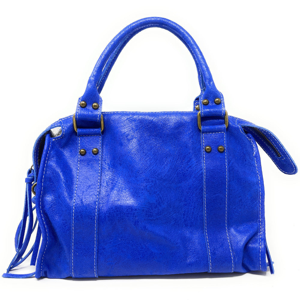 Sac à main en cuir brossé SANDSTORM (petit modèle) Bleu roi