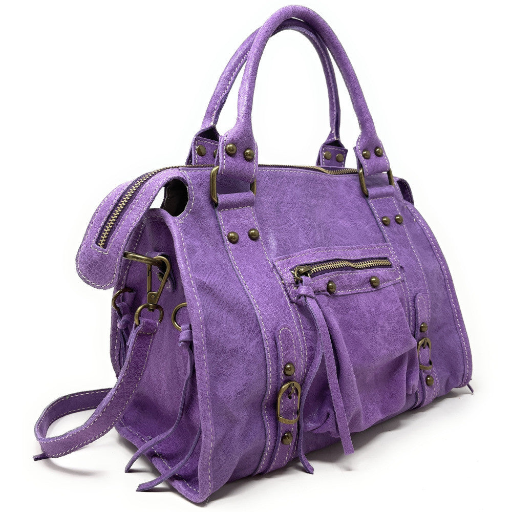 Sac à main en cuir brossé SANDSTORM (petit modèle) Mauve