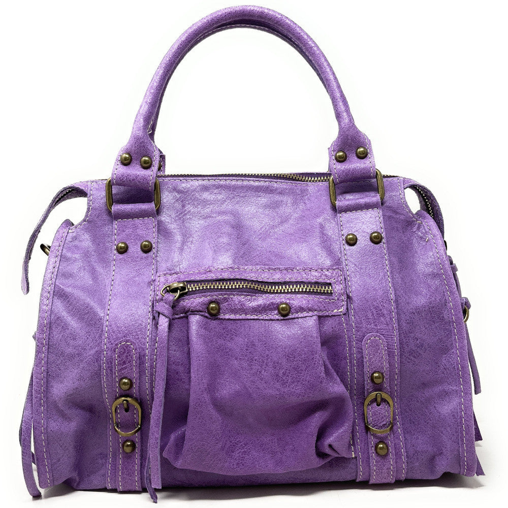 Sac à main en cuir brossé SANDSTORM (petit modèle) Mauve