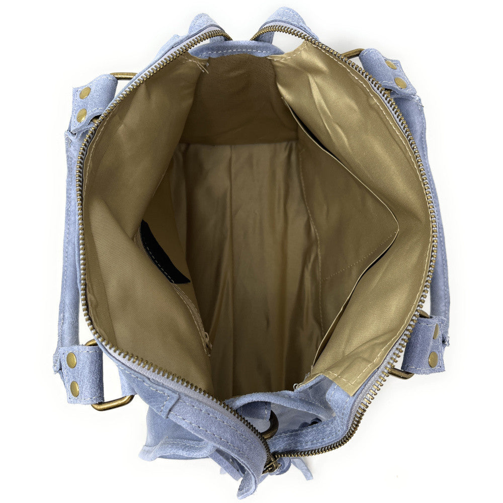 Sac à main en cuir brossé SANDSTORM (petit modèle) Bleu pastel