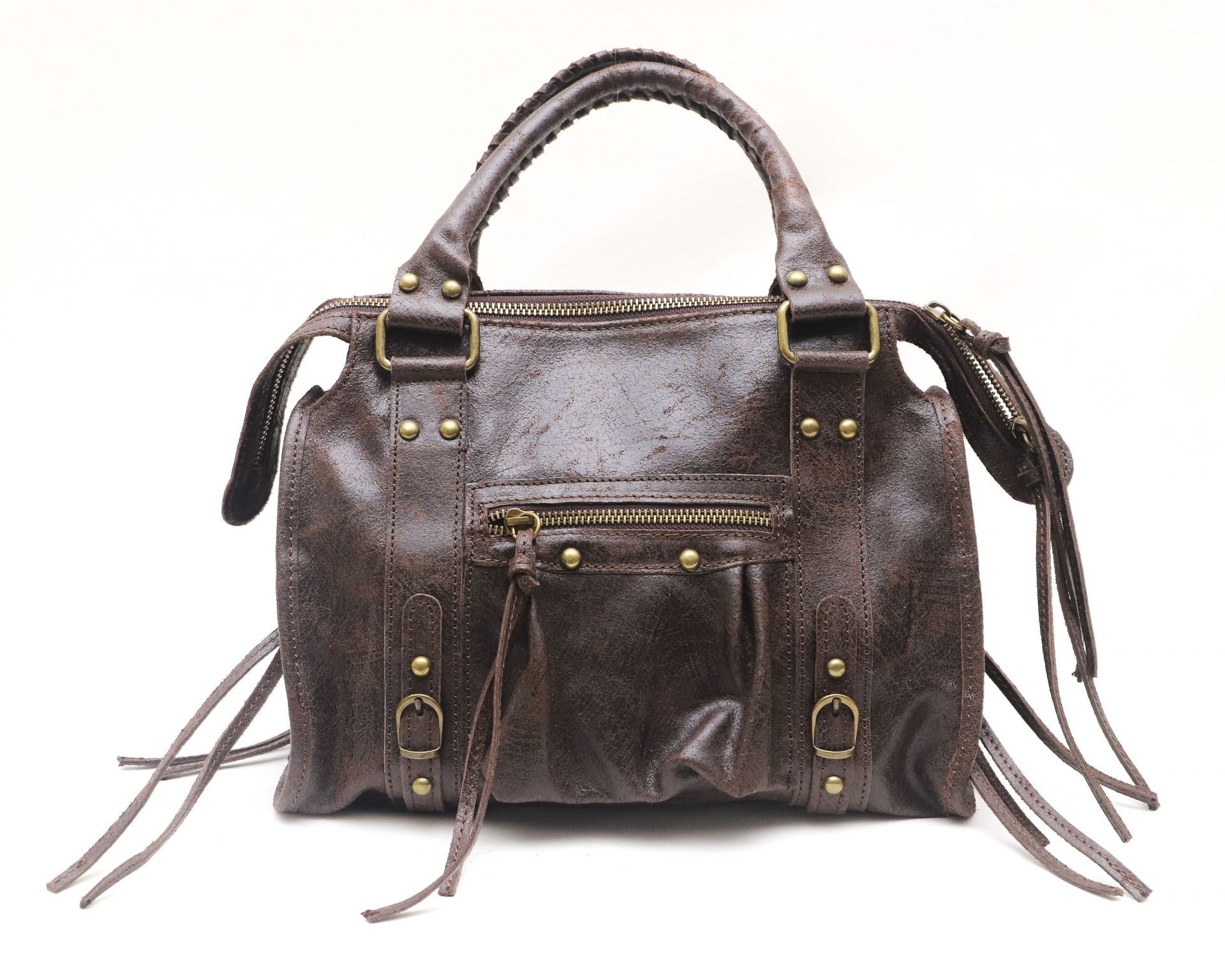 Sac à main en cuir brossé SANDSTORM (petit modèle) Chocolat