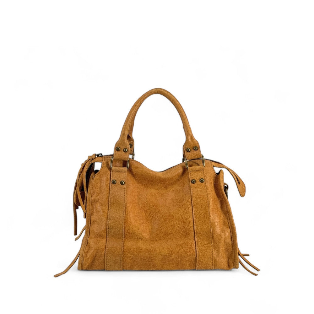 Sac à main en cuir brossé SANDSTORM (petit modèle) Camel