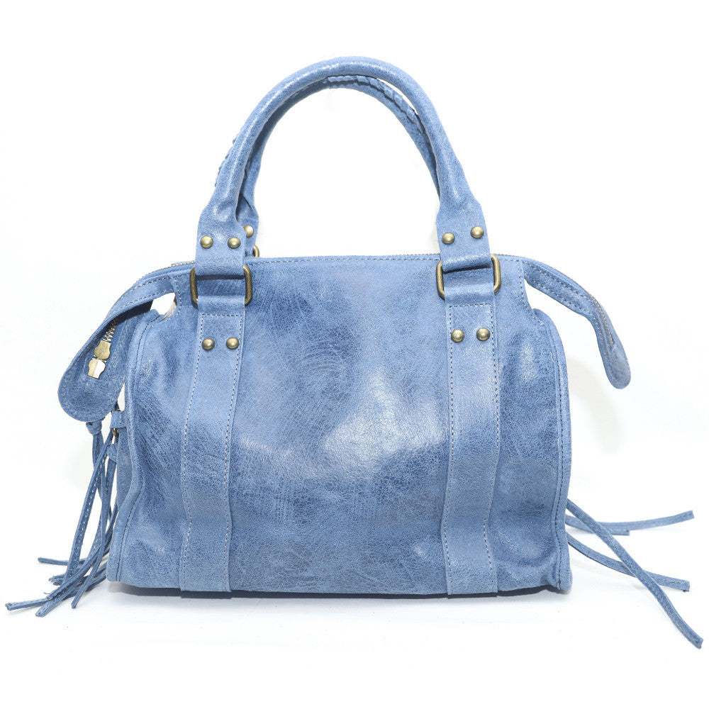 Sac à main en cuir brossé SANDSTORM (petit modèle) Bleu