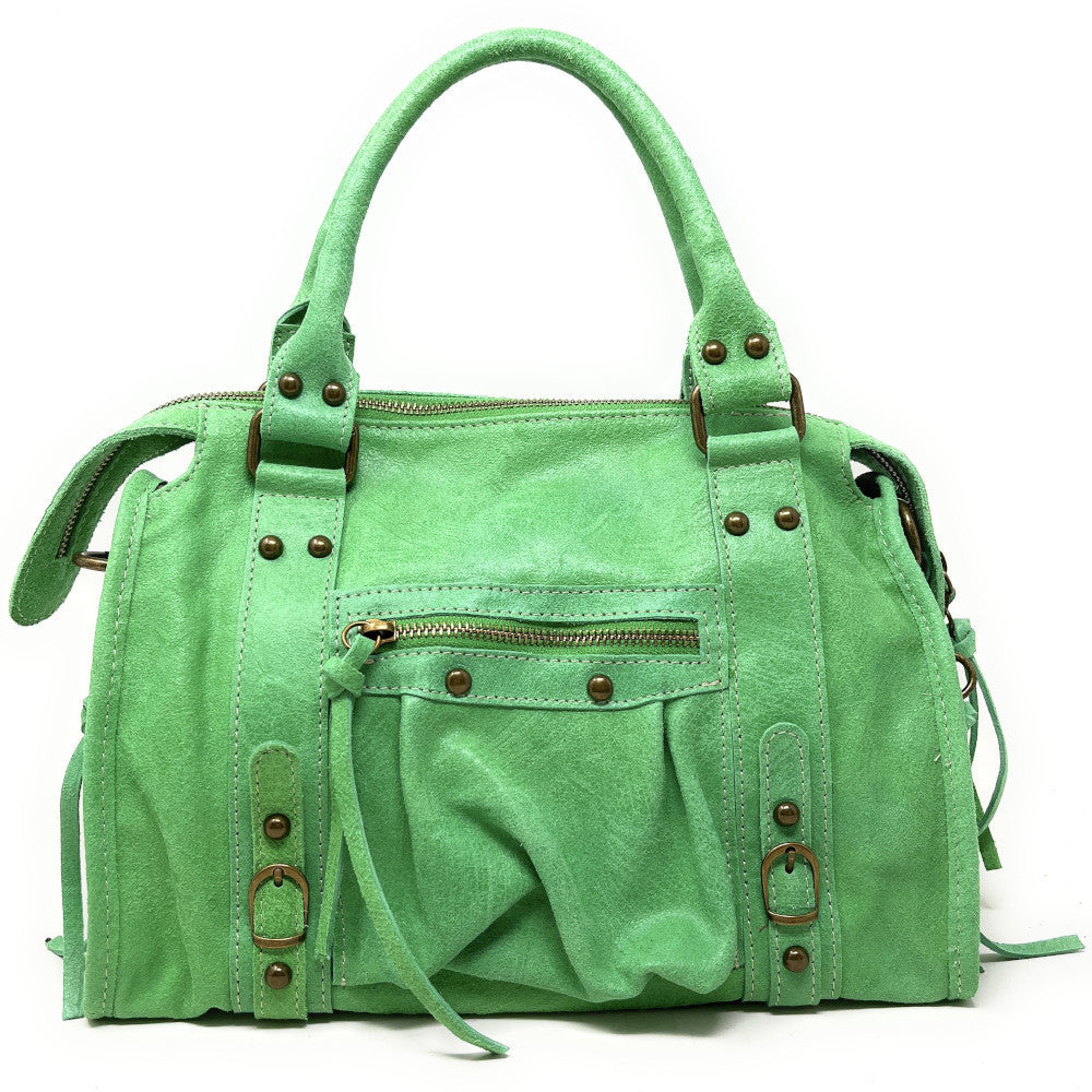 Sac à main en cuir brossé SANDSTORM (petit modèle) Vert intense