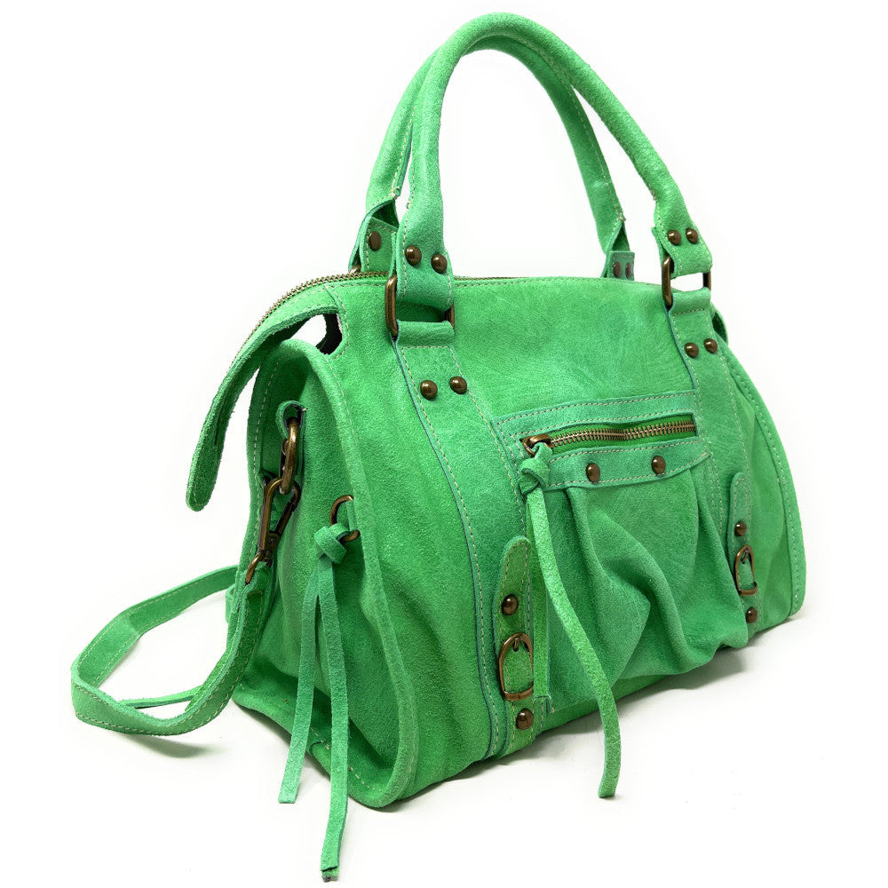 Sac à main en cuir brossé SANDSTORM (petit modèle) Vert intense