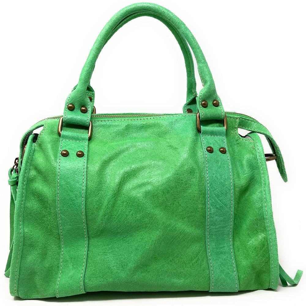 Sac à main en cuir brossé SANDSTORM (petit modèle) Vert intense