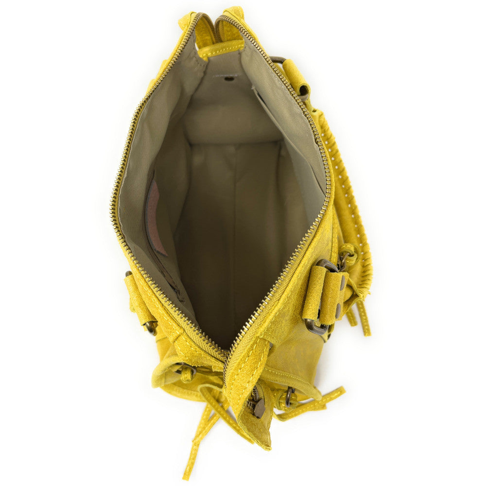 Sac à main en cuir brossé SANDSTORM (petit modèle) Jaune tournesol