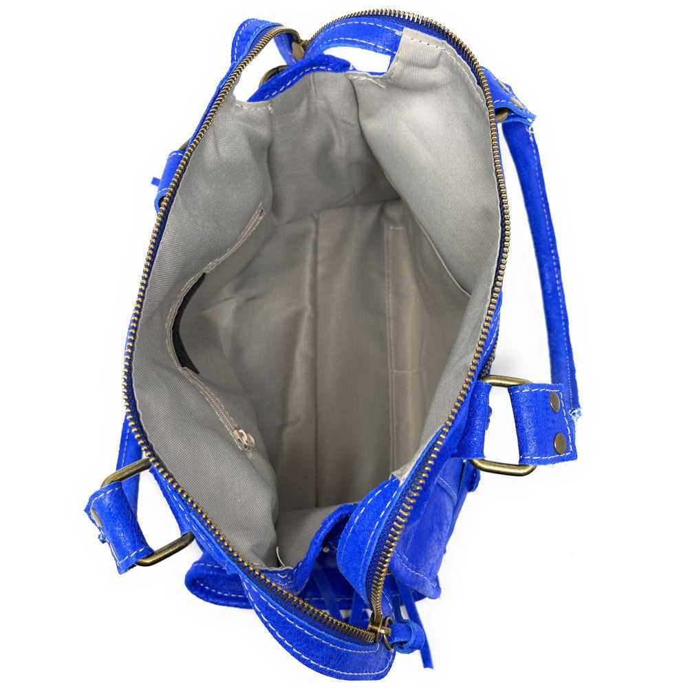Sac à main en cuir brossé SANDSTORM (petit modèle) Bleu roi