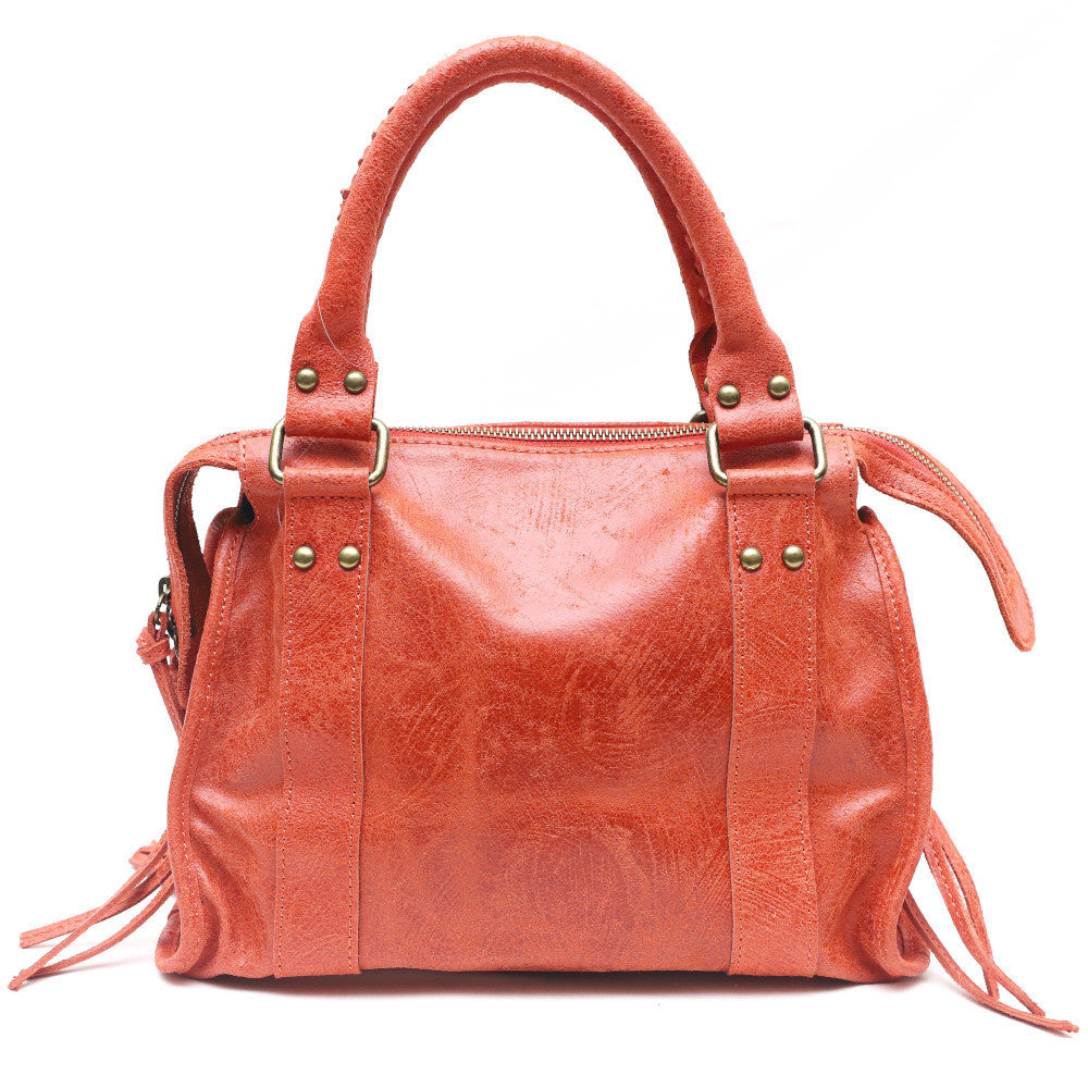 Sac à main en cuir brossé SANDSTORM (petit modèle) Mandarine