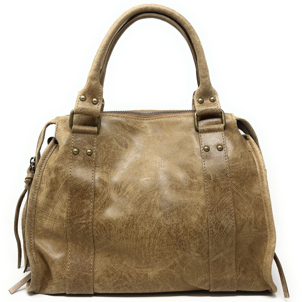 Sac à main en cuir brossé SANDSTORM (petit modèle) Savane