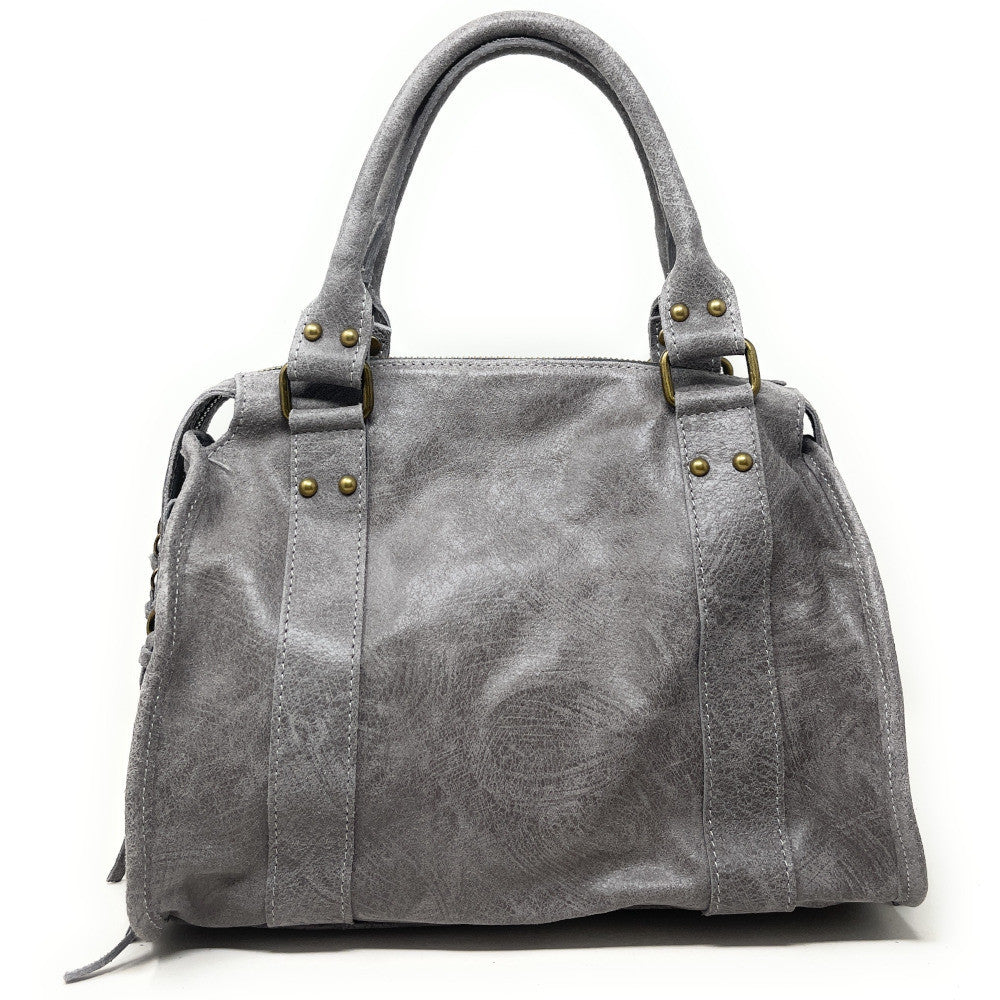 Sac à main en cuir brossé SANDSTORM (petit modèle) Gris foncé