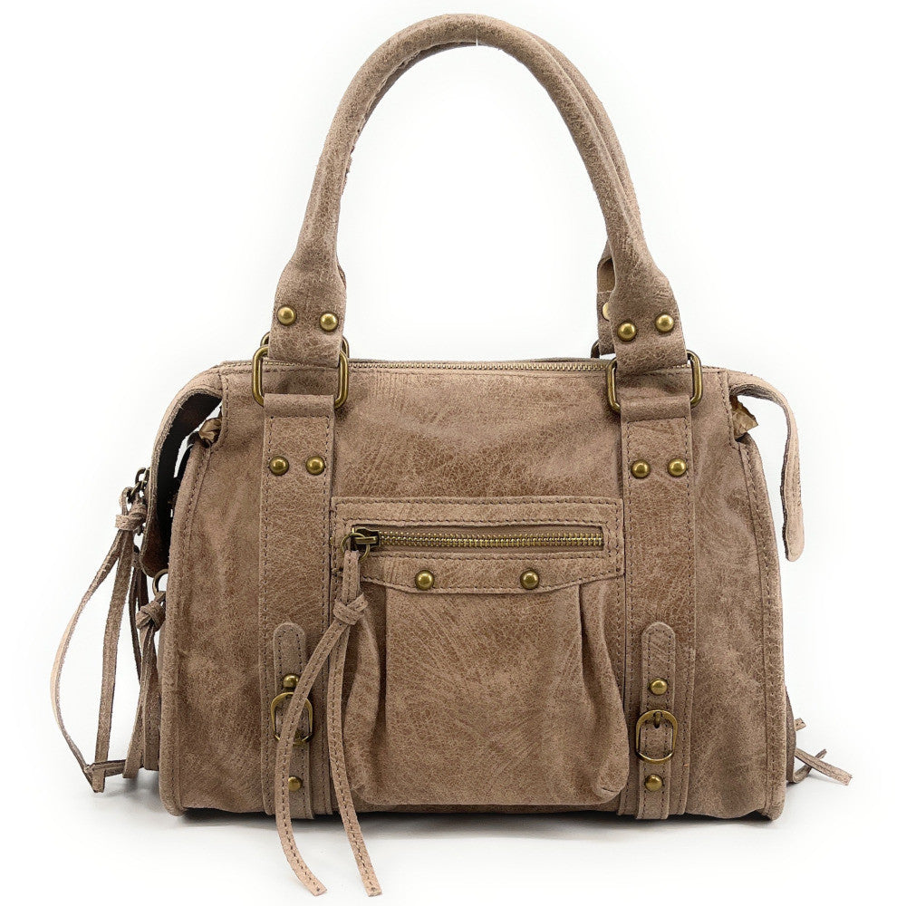 Sac à main en cuir brossé SANDSTORM (petit modèle) Taupe
