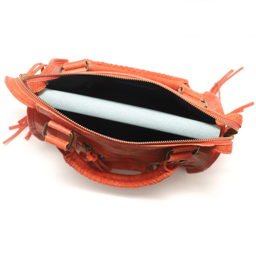 Sac à main en cuir brossé SANDSTORM (petit modèle) Mandarine