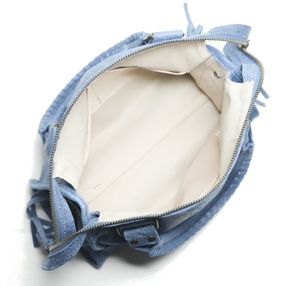 Sac à main en cuir brossé SANDSTORM (petit modèle) Bleu