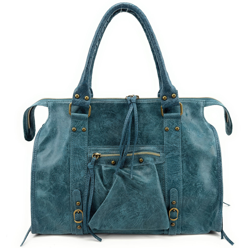 Sac à main en cuir brossé SANDSTORM Bleu Teal