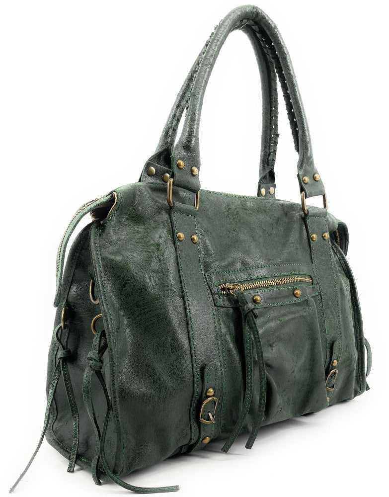 Sac à main en cuir brossé SANDSTORM Vert forêt