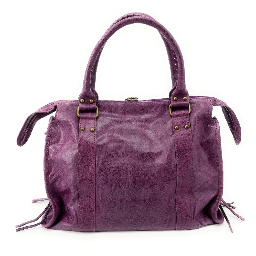 Sac à main en cuir brossé SANDSTORM Prune