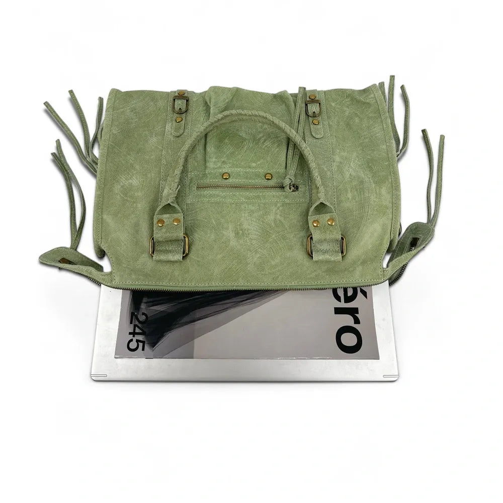 Sac à main en cuir brossé SANDSTORM Vert amande