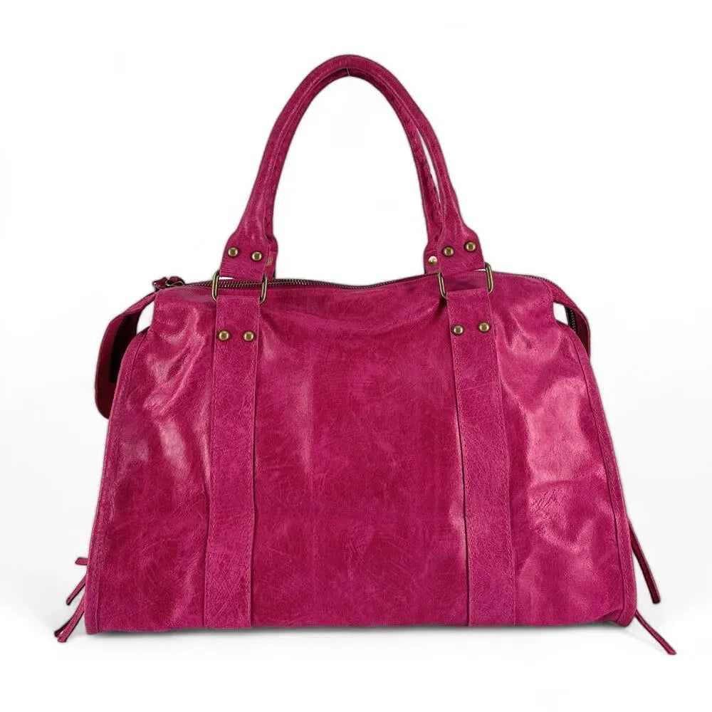 Sac à main en cuir brossé SANDSTORM Rose fuchsia