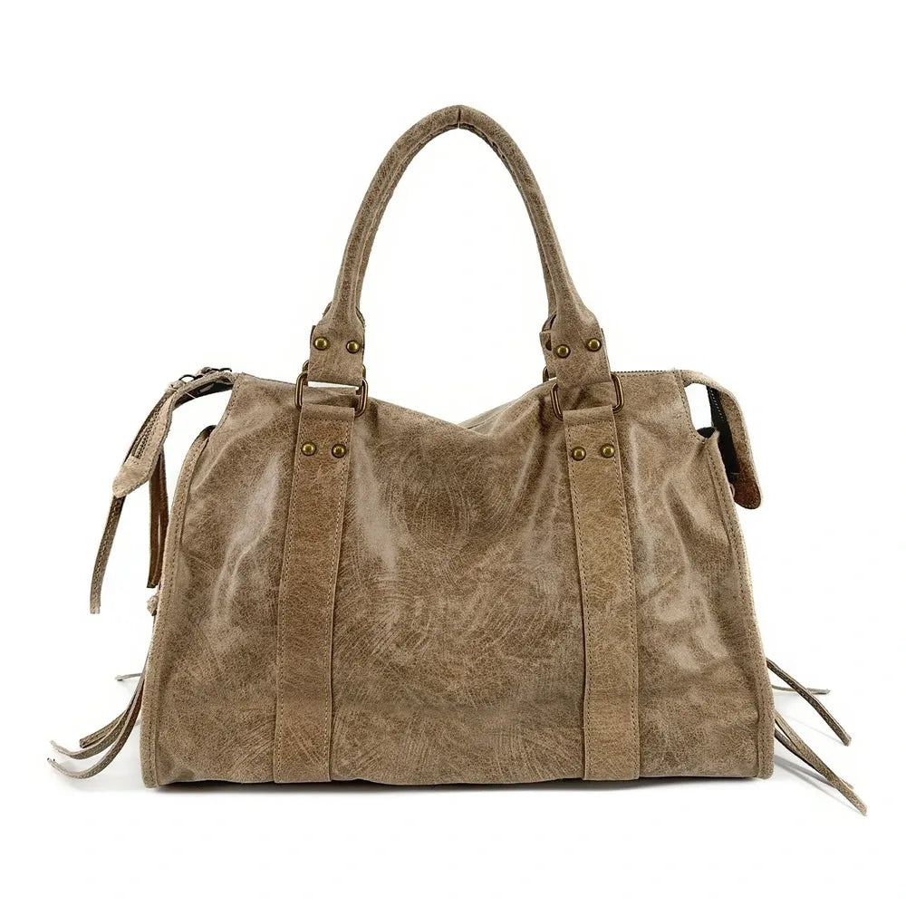 Sac à main en cuir brossé SANDSTORM Taupe