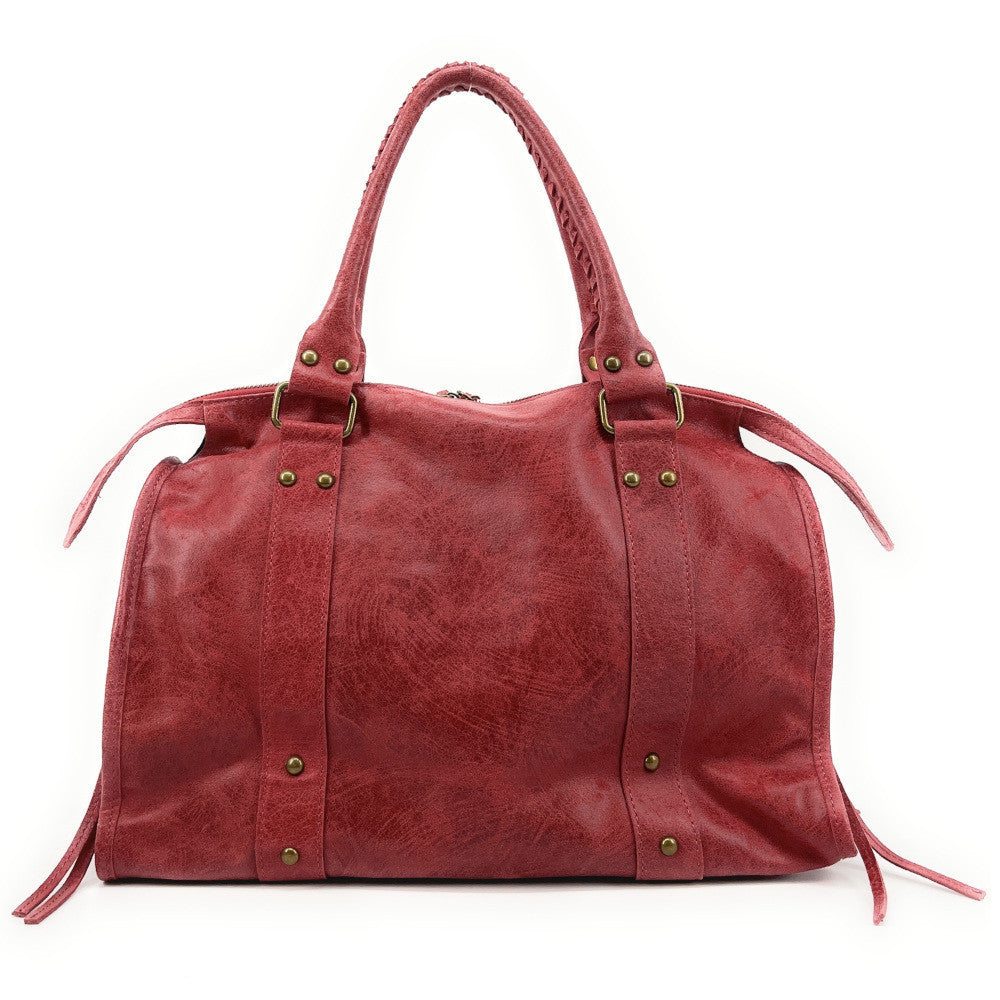 Sac à main en cuir brossé SANDSTORM Rouge garance
