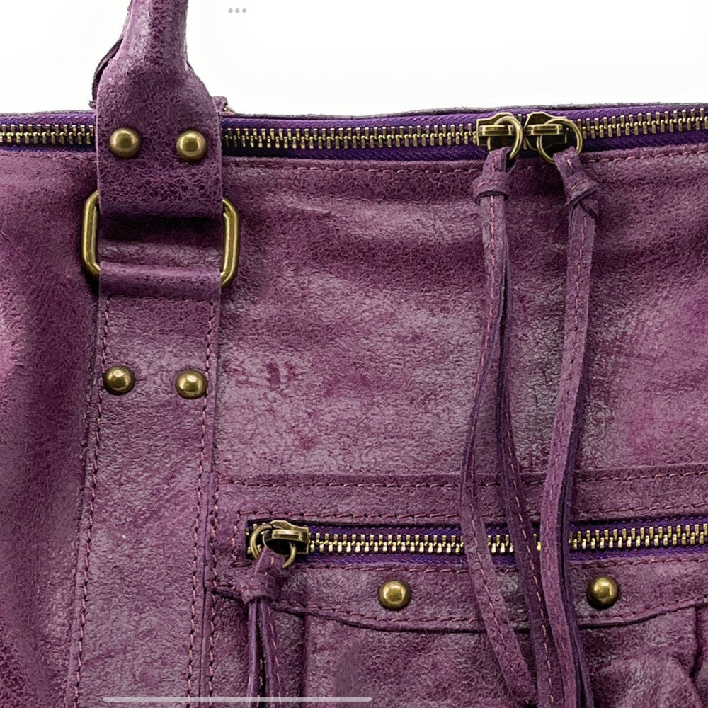 Sac à main en cuir brossé SANDSTORM Prune