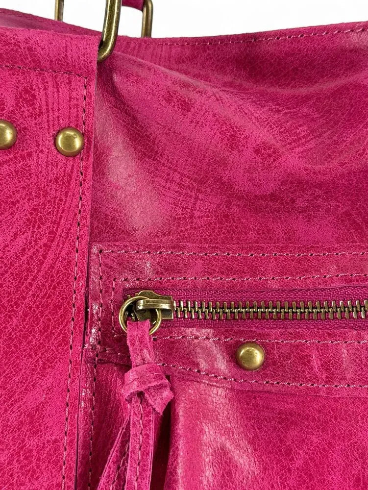 Sac à main en cuir brossé SANDSTORM Rose fuchsia