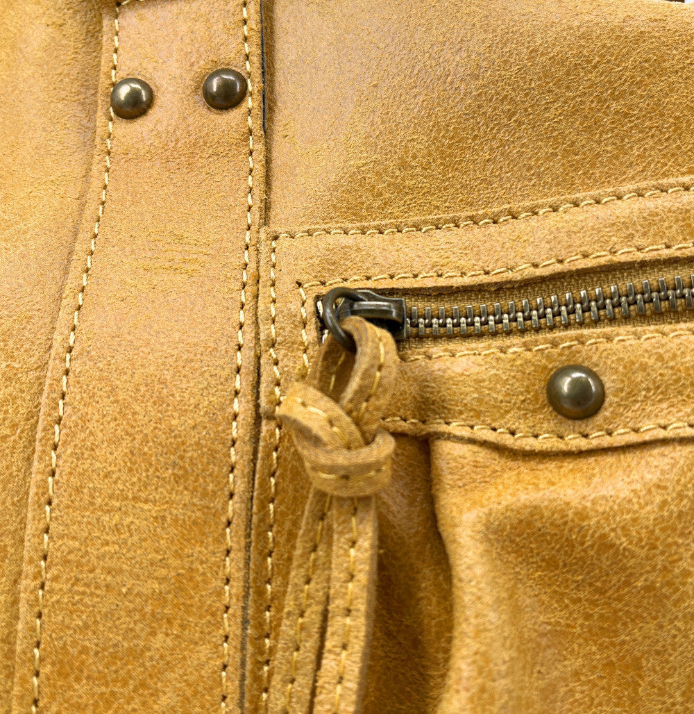 Sac à main en cuir brossé SANDSTORM Jaune Moutarde