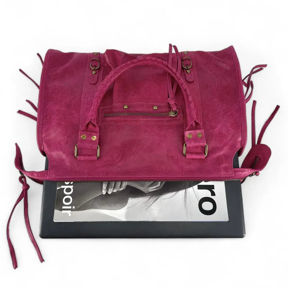 Sac à main en cuir brossé SANDSTORM Rose fuchsia