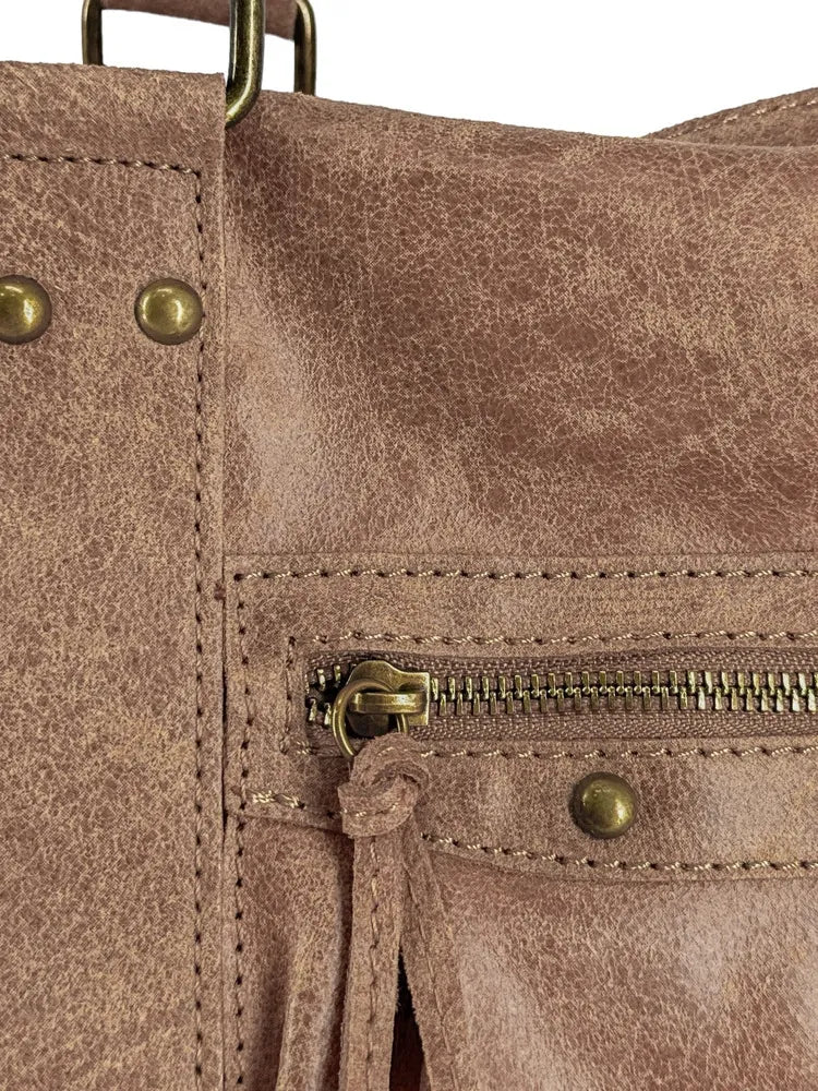 Sac à main en cuir brossé SANDSTORM Mocha mousse