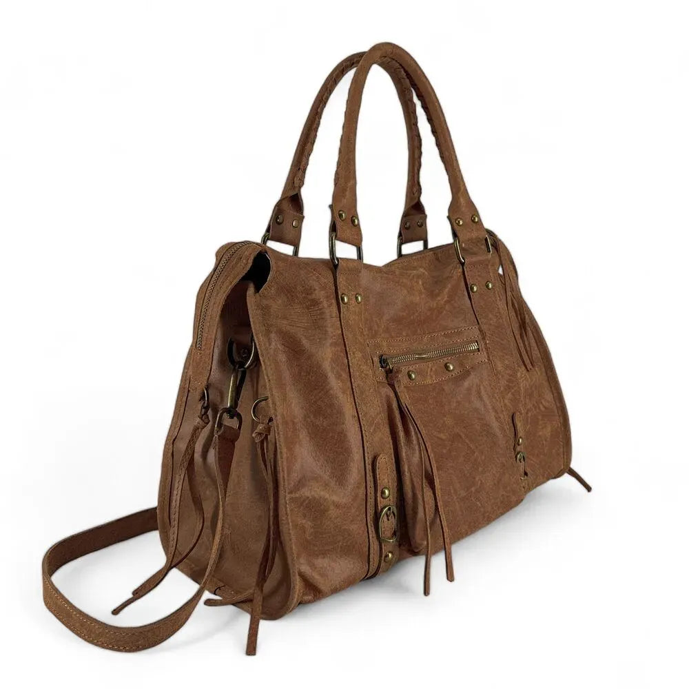 Sac à main en cuir brossé SANDSTORM Camel