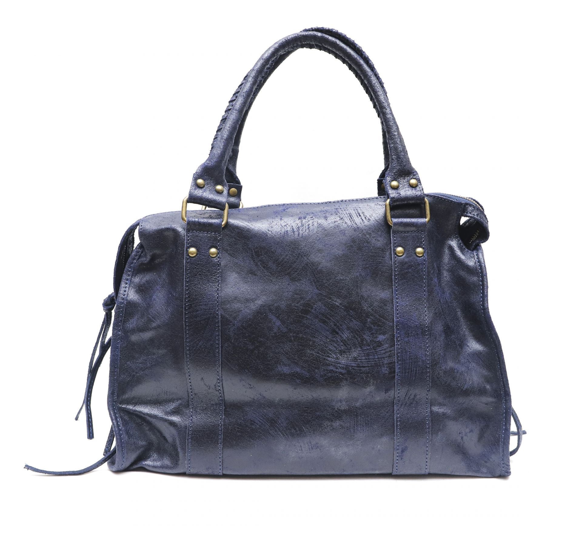 Sac à main en cuir brossé SANDSTORM Bleu marine