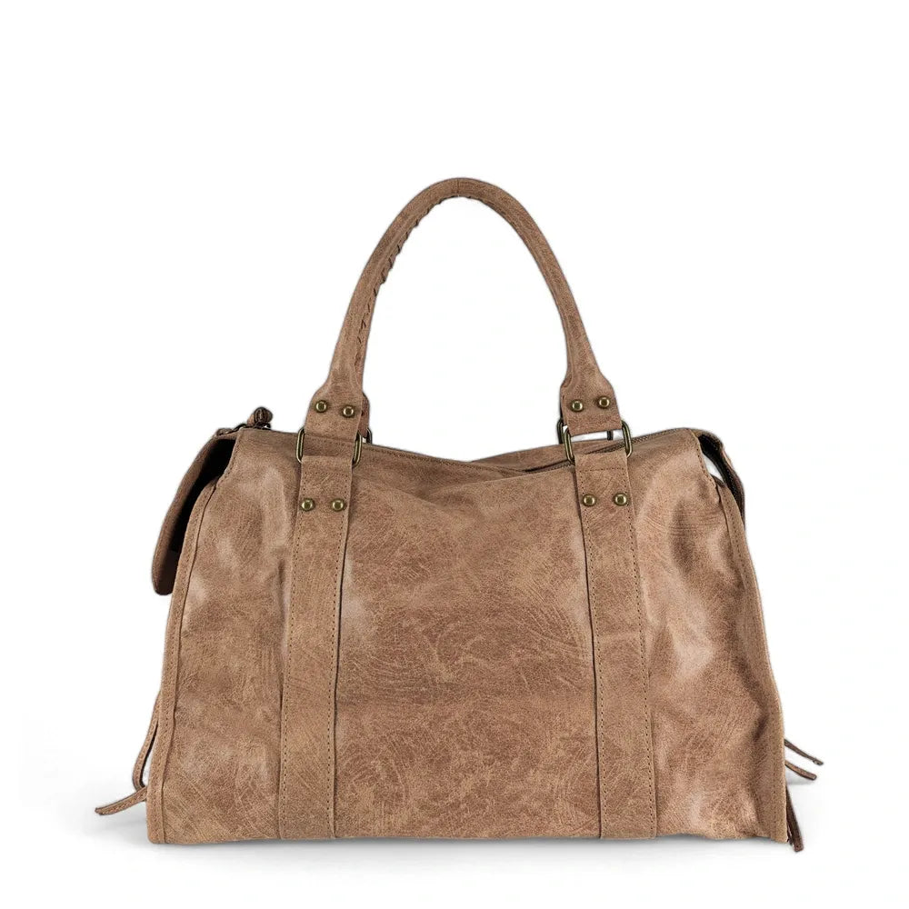 Sac à main en cuir brossé SANDSTORM Mocha mousse
