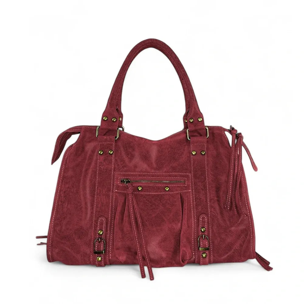 Sac à main en cuir brossé SANDSTORM Rouge bordeaux