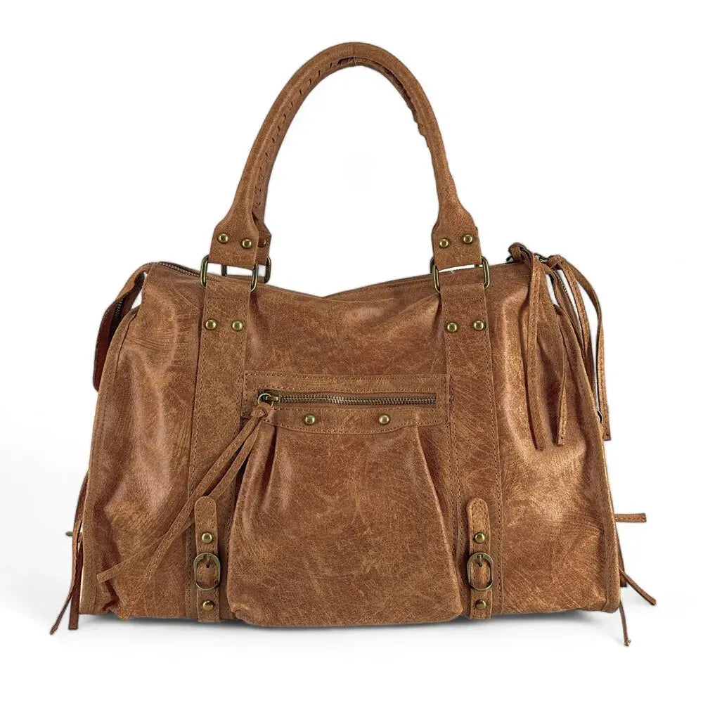Sac à main en cuir brossé SANDSTORM Camel