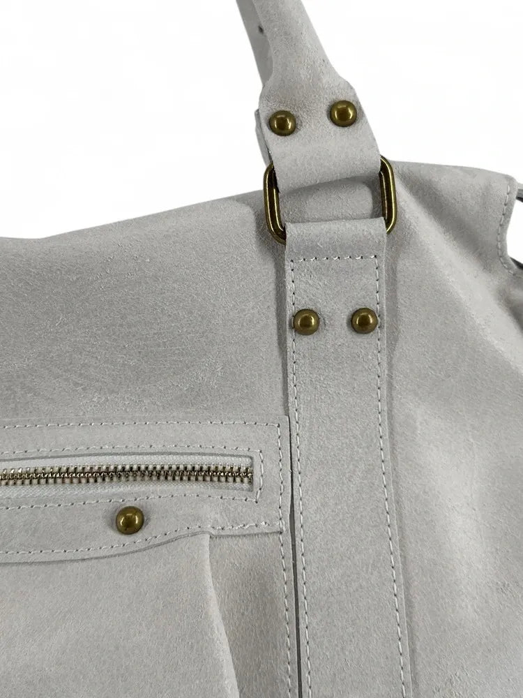 Sac à main en cuir brossé SANDSTORM Off-white