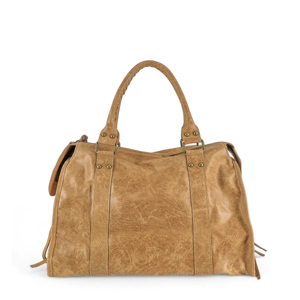 Sac à main en cuir brossé SANDSTORM Camel clair