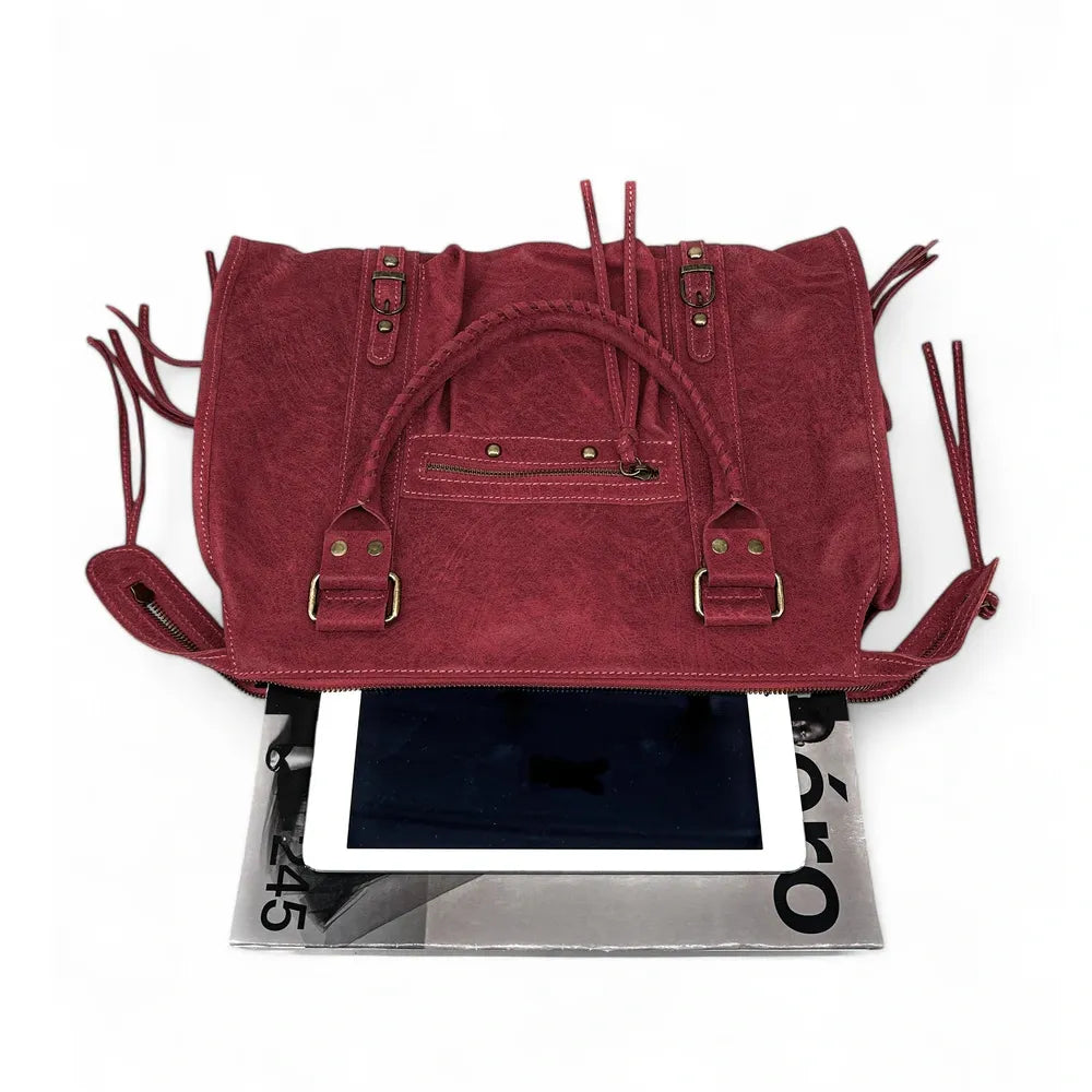 Sac à main en cuir brossé SANDSTORM Rouge bordeaux