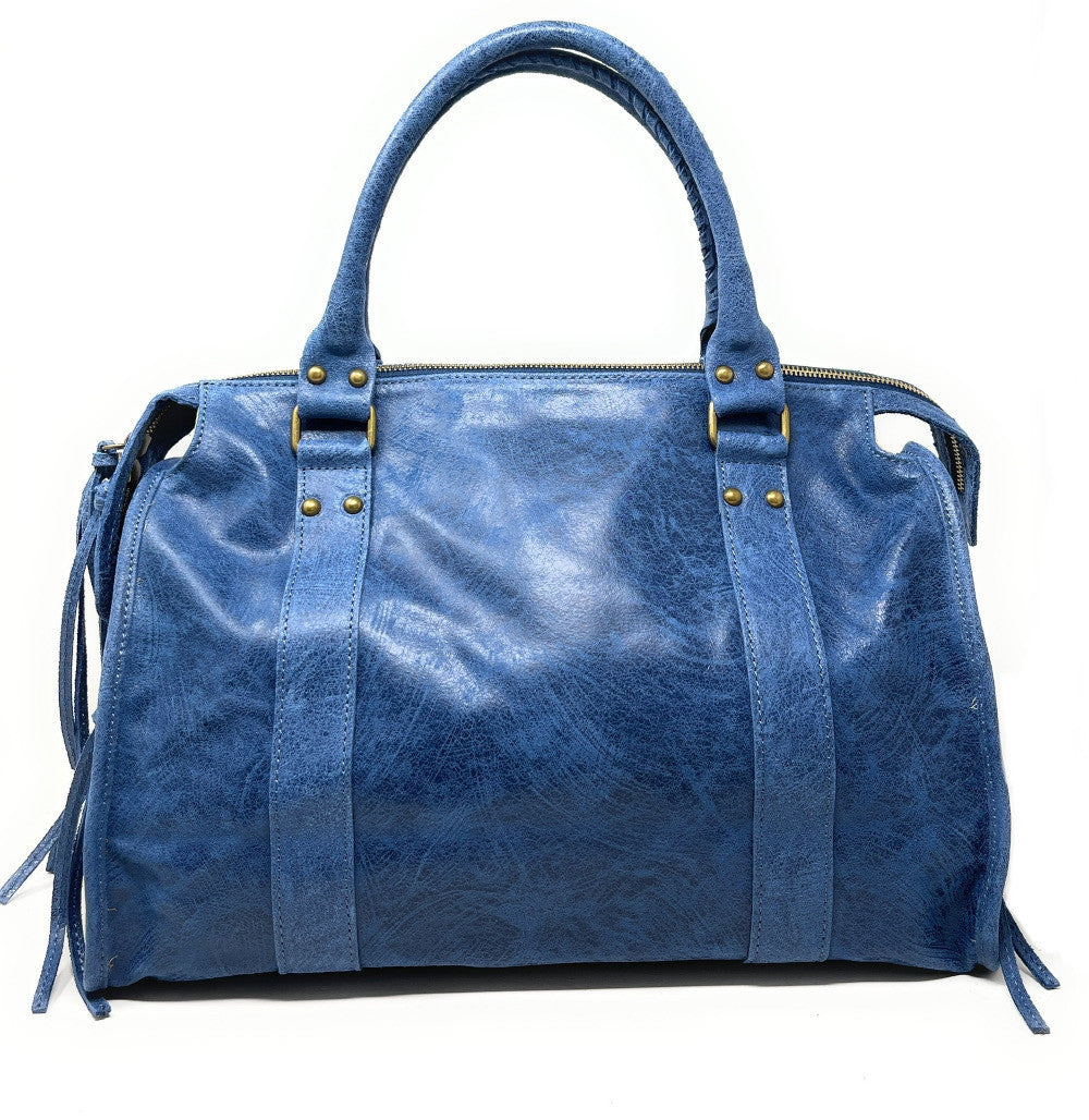 Sac à main en cuir brossé SANDSTORM Bleu denim
