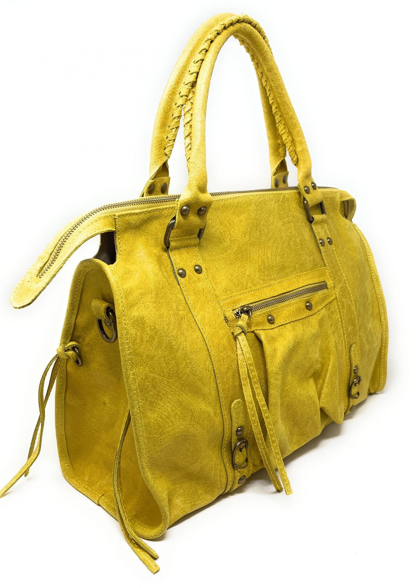 Sac à main en cuir brossé SANDSTORM Jaune tournesol