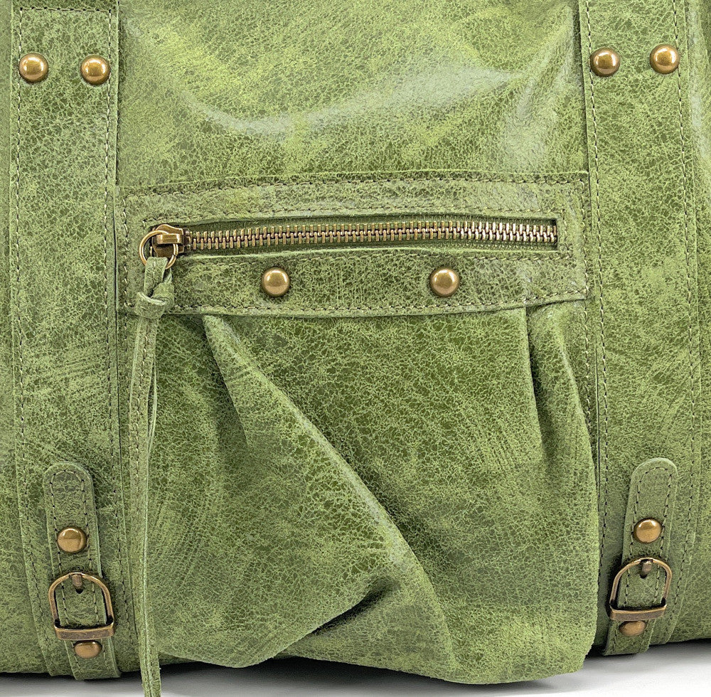 Sac à main en cuir brossé SANDSTORM Vert pistache