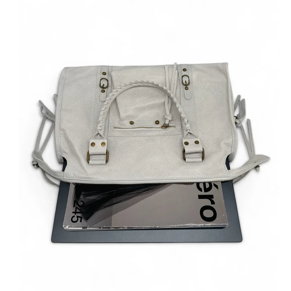 Sac à main en cuir brossé SANDSTORM Off-white