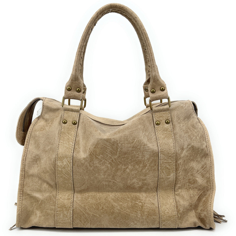 Sac à main en cuir brossé SANDSTORM Taupe clair