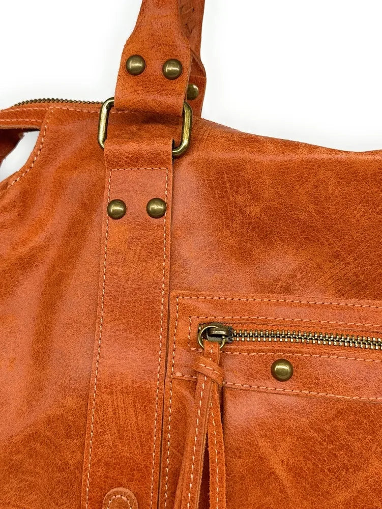 Sac à main en cuir brossé SANDSTORM Mandarine